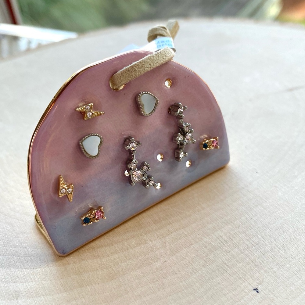 NWT Free People Dreamer Ceramic Stud Earring Set Gold Silver - Picture 10 of 16